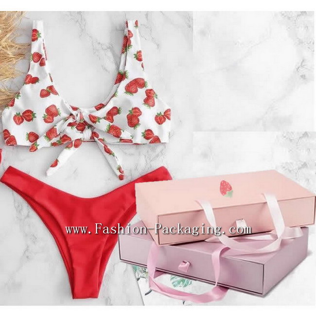 Portable Folding Box with Handle with strawberry design for Bikini,swimwear,swimsuit