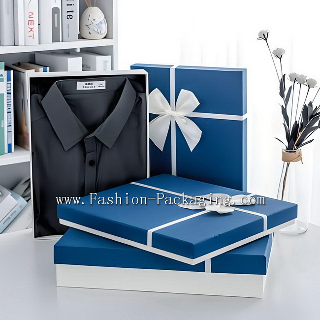 Custom Classic Rigid Shirt Box with ribbon bowtie