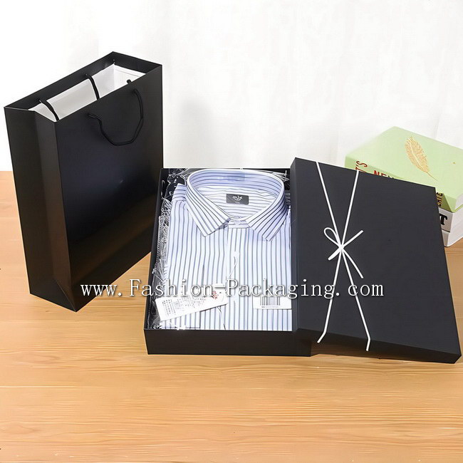 Custom Black Shirt Box with match paper bag