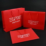 Elegant red color paper Shopping bag with white logo
